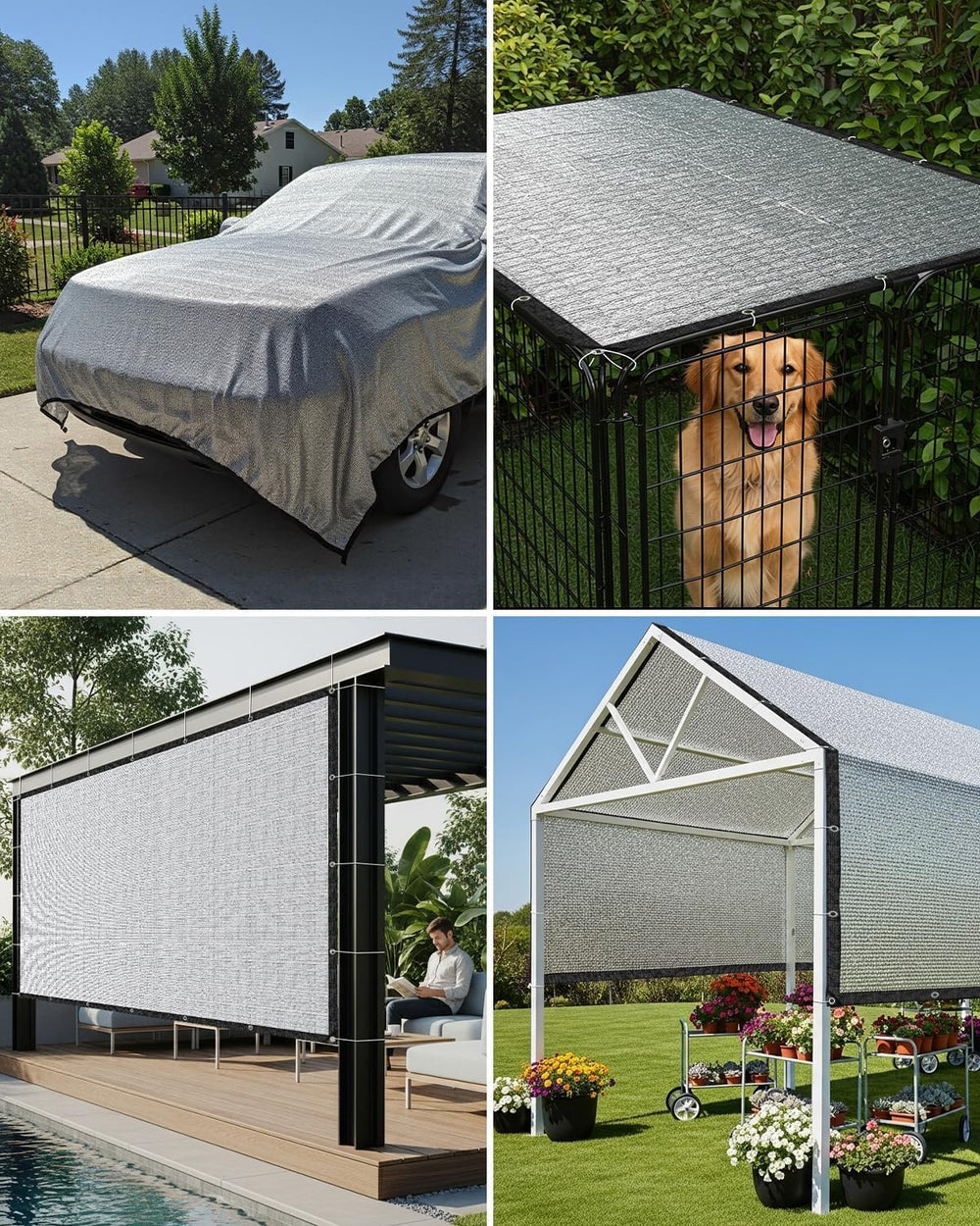 Cool Area 99% Aluminum Sun Shade Cloth 10x20FT Reflective Silver Tarp Fabric ...
