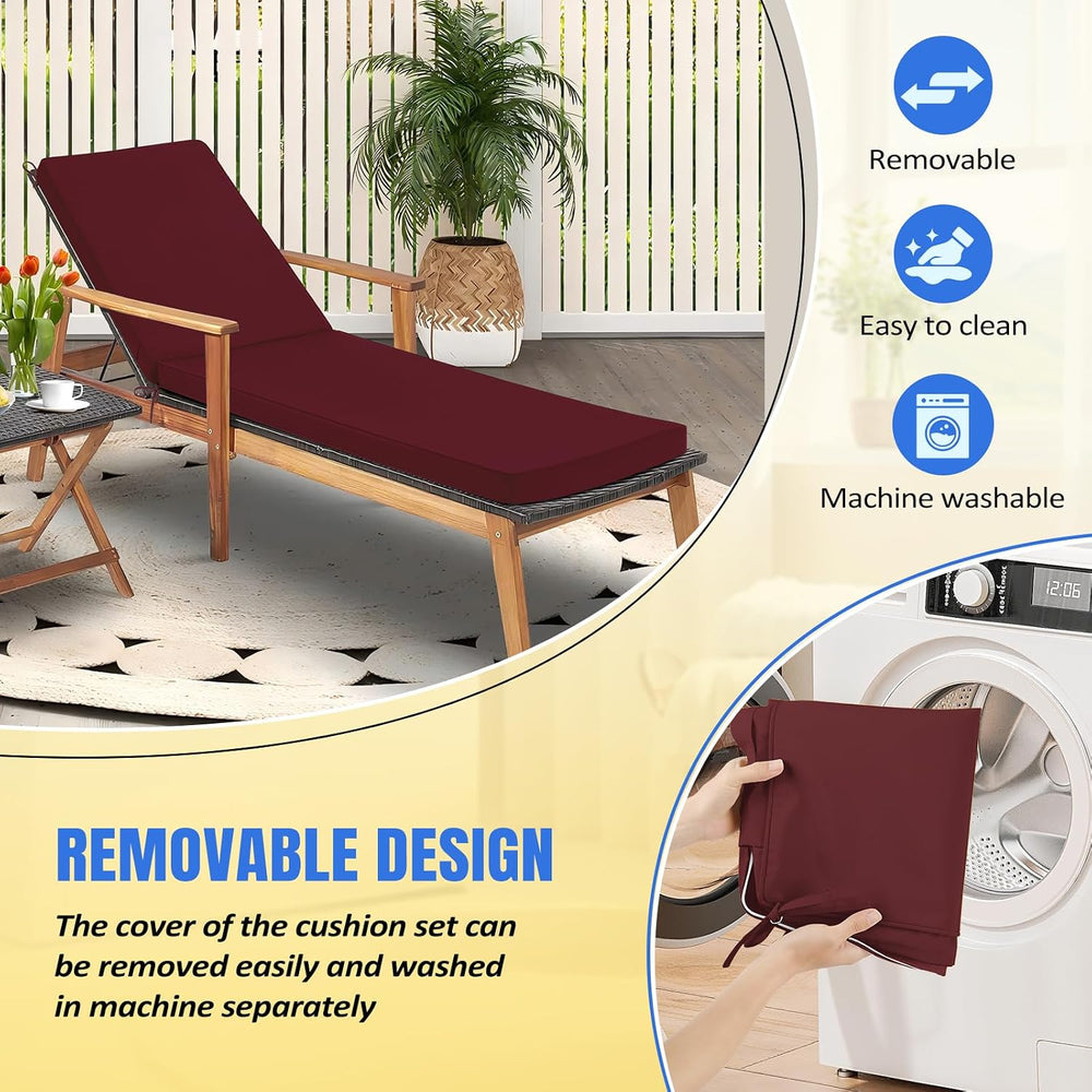 Basic Beyond Chaise Lounge Cushions Outdoor, 3-Layer Waterproof Outdoor Furni...