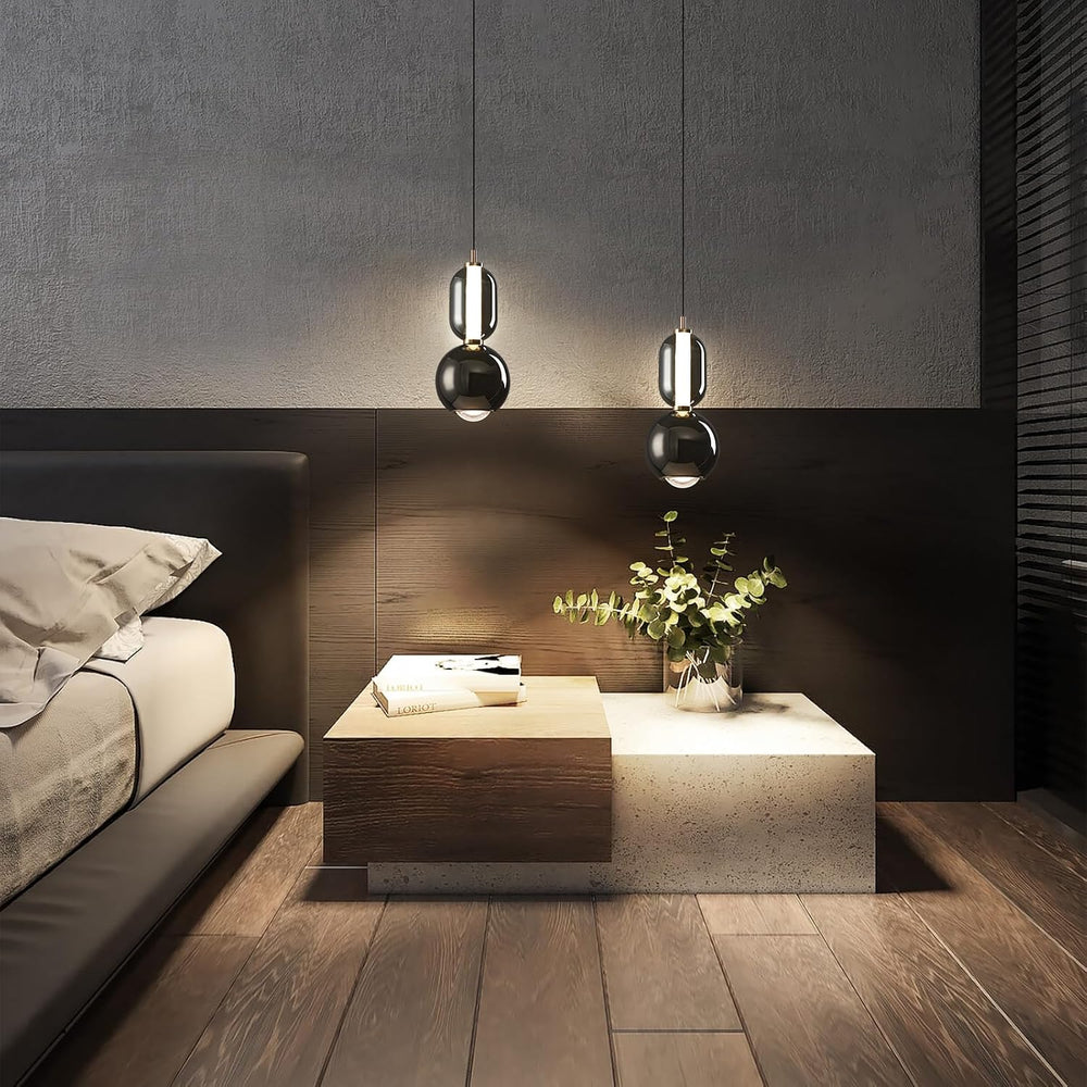 Modern Glass Pendant Light, Black Pendant Lighting LED Dimmable, Adjustable P...