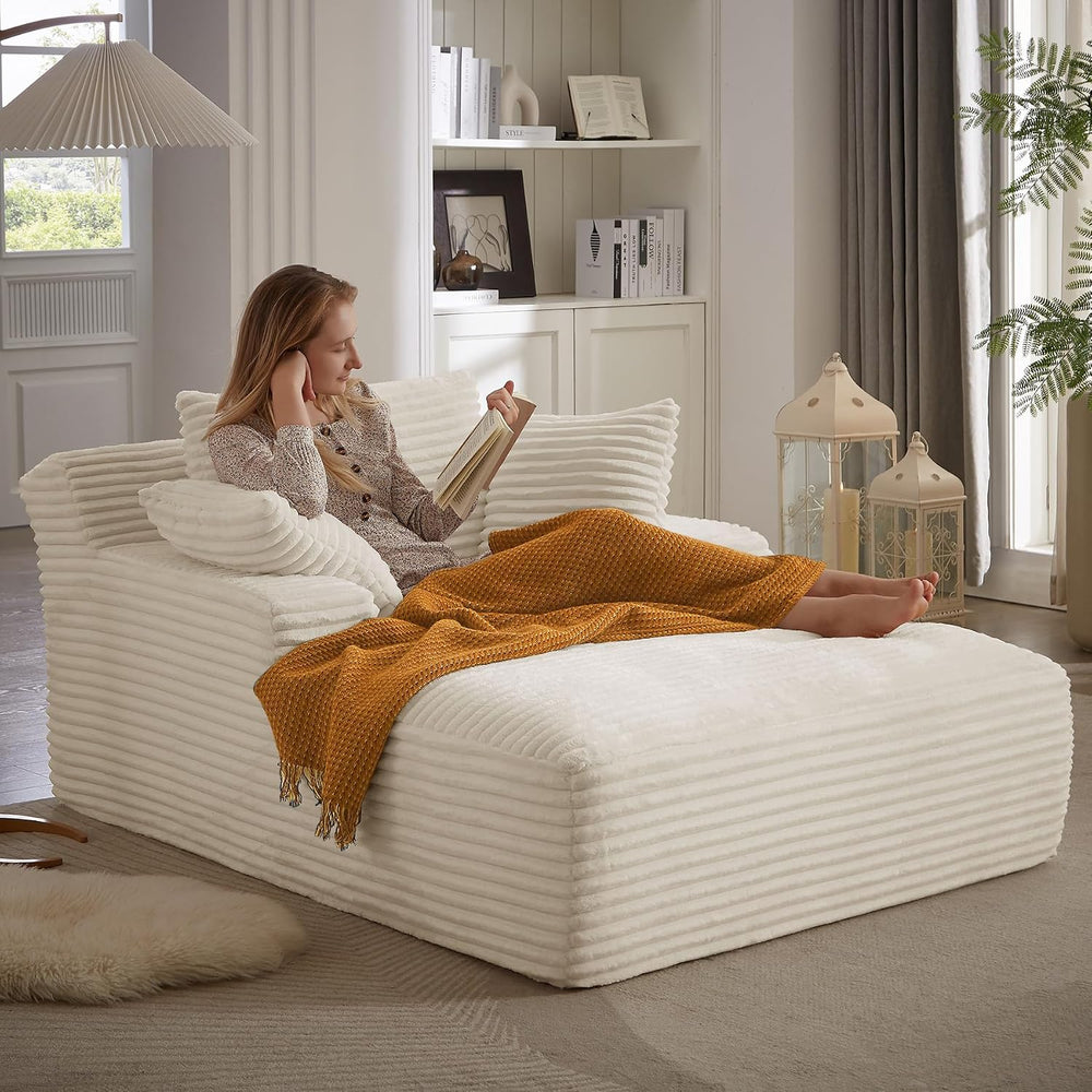 67 Inch Oversized Chaise Lounge Sofa Chair Indoor with 2 Pillows & Armres...