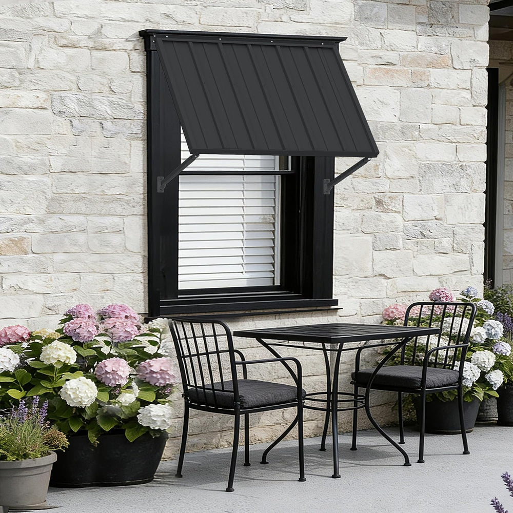 Kozyard Adjustable Door Window Awning – 4-Level Tilt, 42"W×32" Slop...