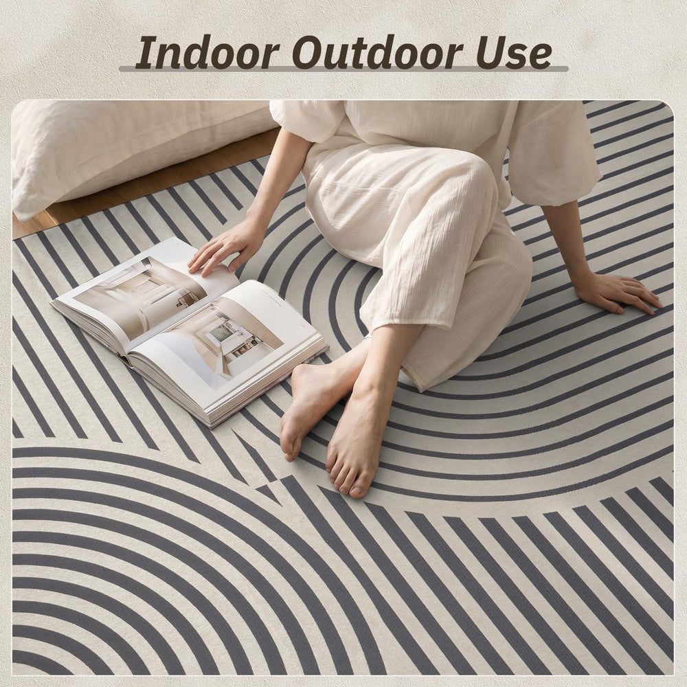 AMOAMI Outdoor Rug Patio Rug 5x8 ft Quick Dry Flatweave Textured Machine Wash...