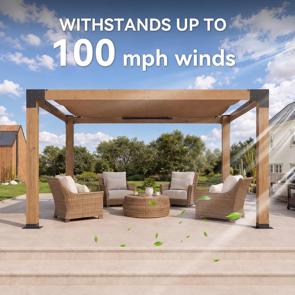 Aoxun 10x12 Cedar Wood Pergola, Outdoor Solid Wooden Pergola Kit