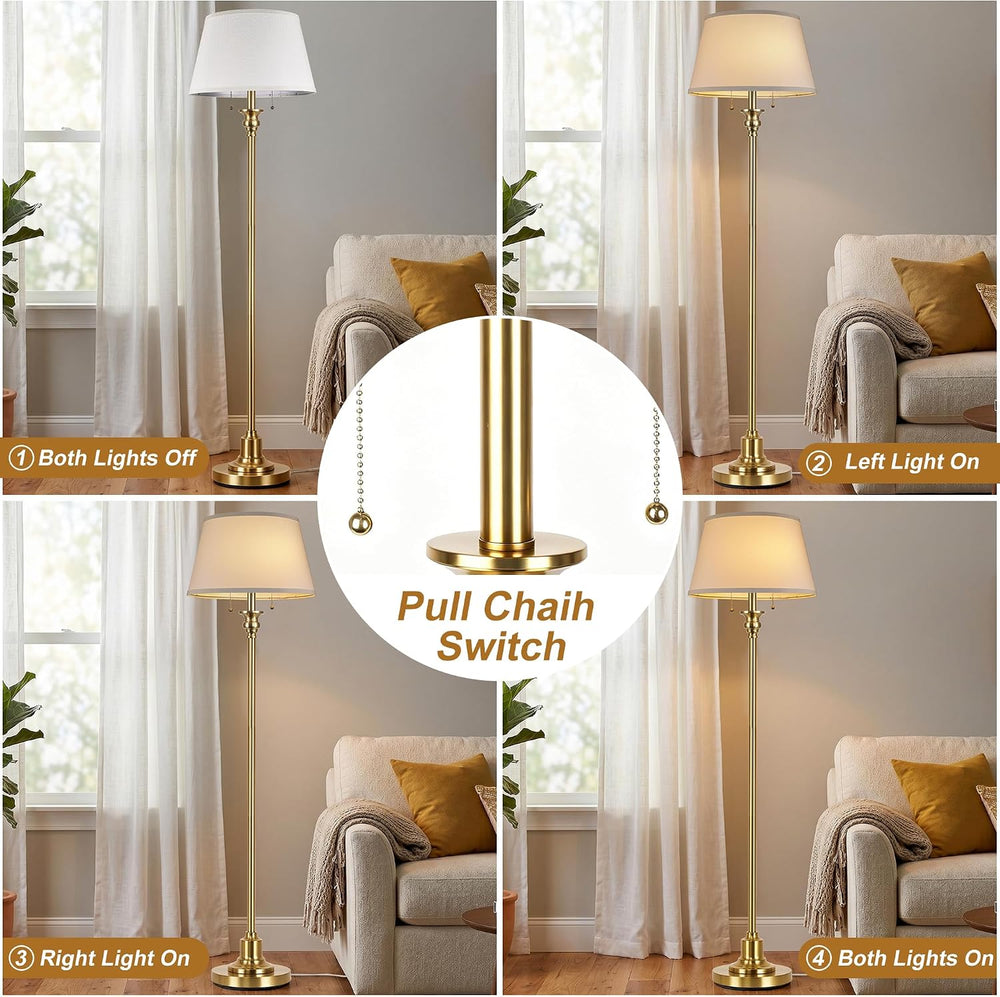 2-Light Floor Lamp for living room, 66.5'' Rustic Farmhouse Pole Lamp...