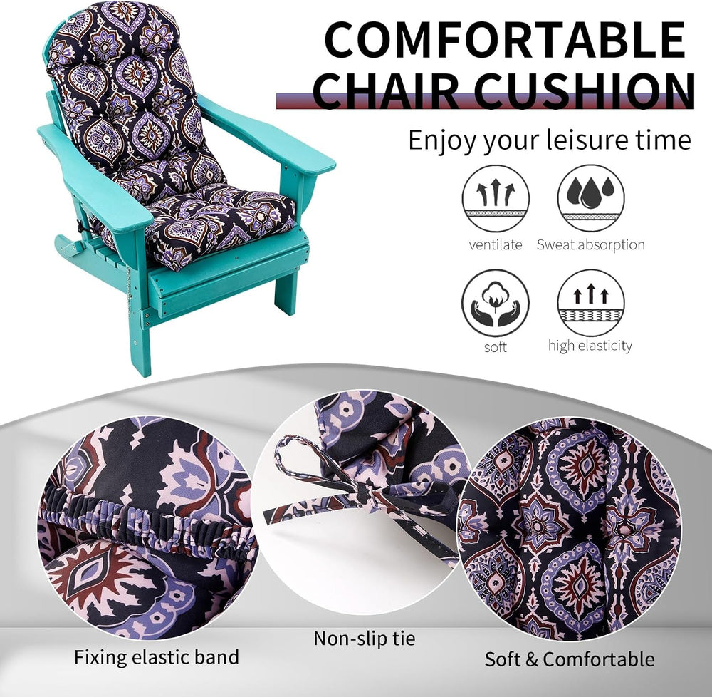 Adirondack Chair Cushions Set of 2, High Back Patio Chair Cushions 48 x 19.7 ...
