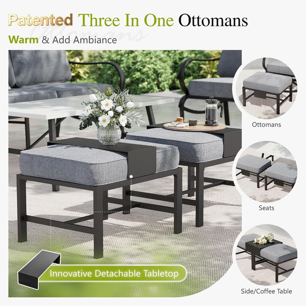 Sophia & William 5 Piece Metal Patio Furniture Set with Gray Cushions