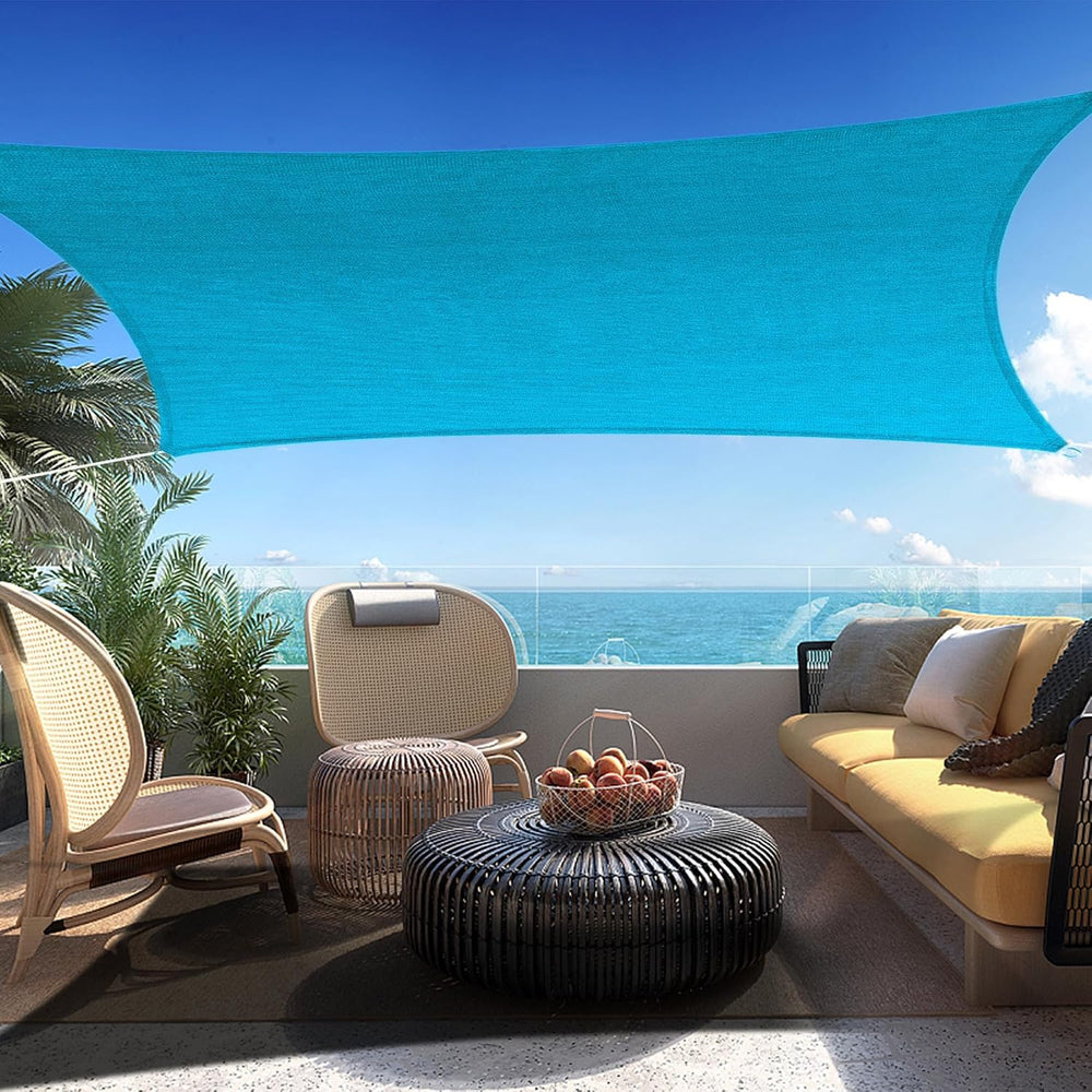 16' x 20' Turquoise Rectangle Sun Shade Sail Canopy Durable Fabric UV...