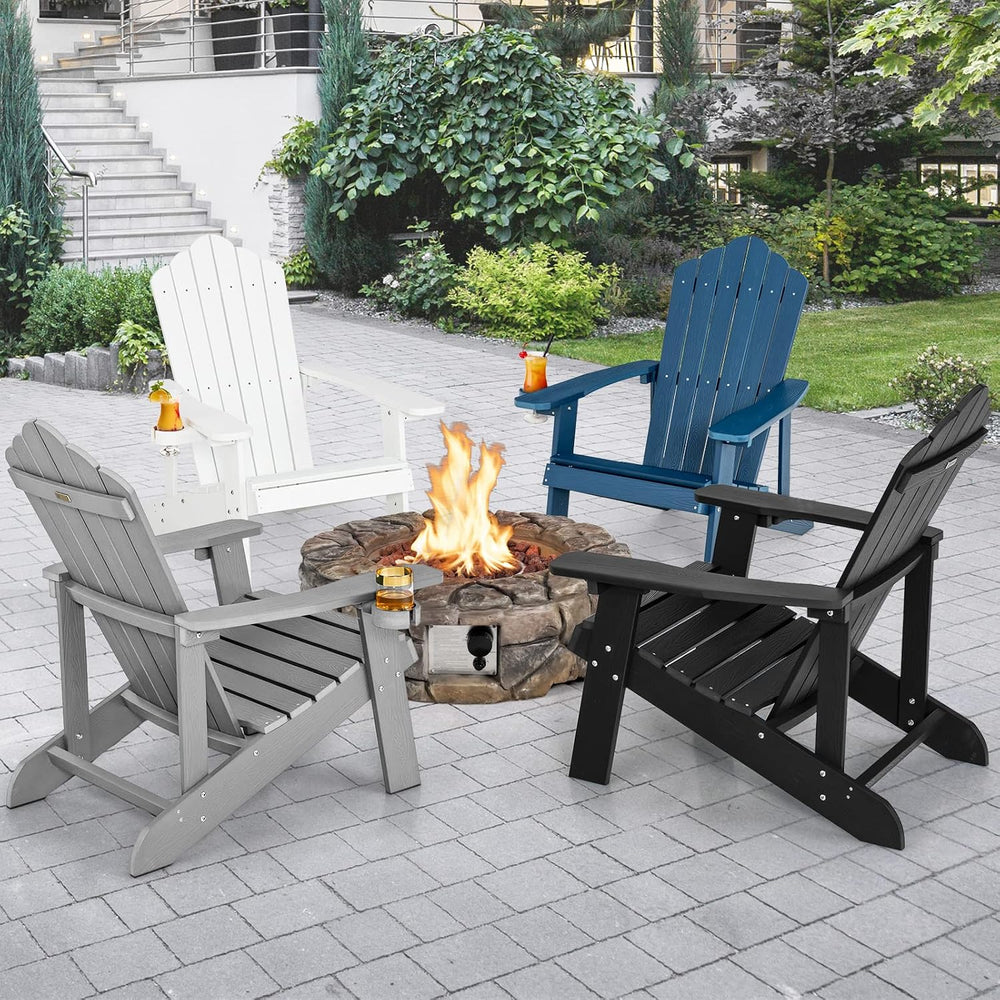 Giantex Outdoor Adirondack Chair - Oversized Patio Chairs w/Hidden Cup Holder...