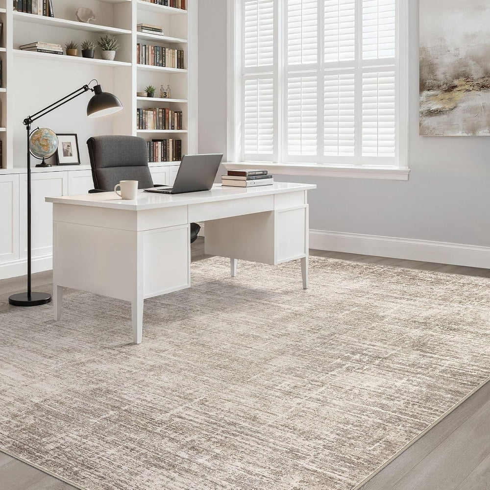 LOONGRUG 8x10 Area Rugs Washable Neutral Modern Rug for Living Room Brown