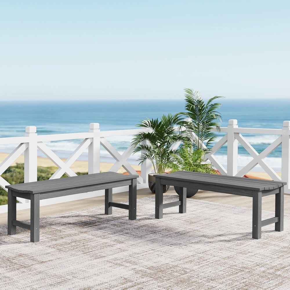 Outdoor Bench, 2-Person Patio Backless Bench Holds up to 800lbs, Weatherproof...