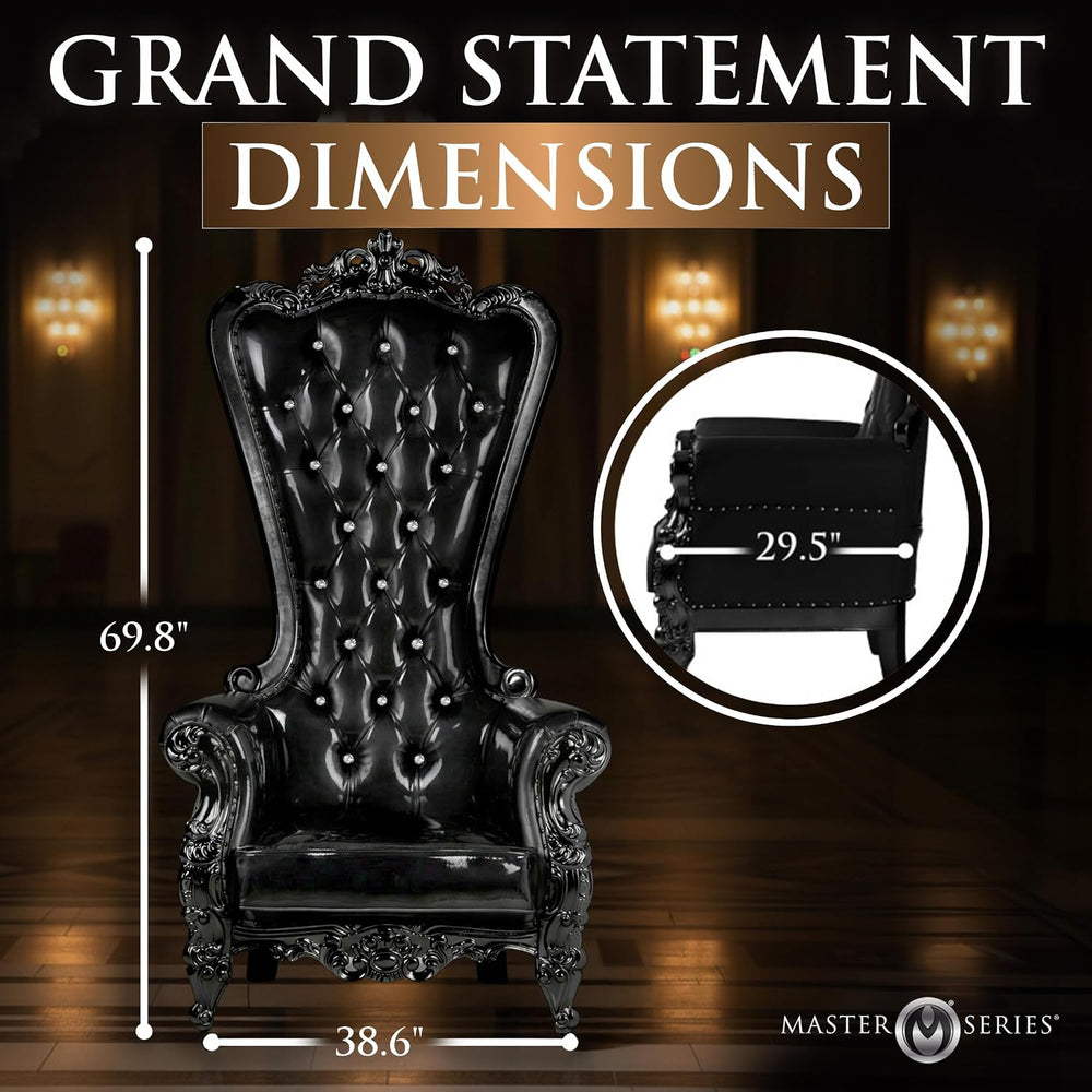 Master Series Throne Chair, Ornate Tufted Chair with Vegan Leather Cushions, ...