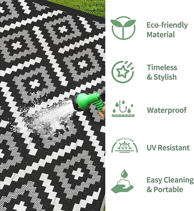 GENIMO Outdoor Rug for Patio Clearance, 6'x9' Waterproof Camping Mat,...