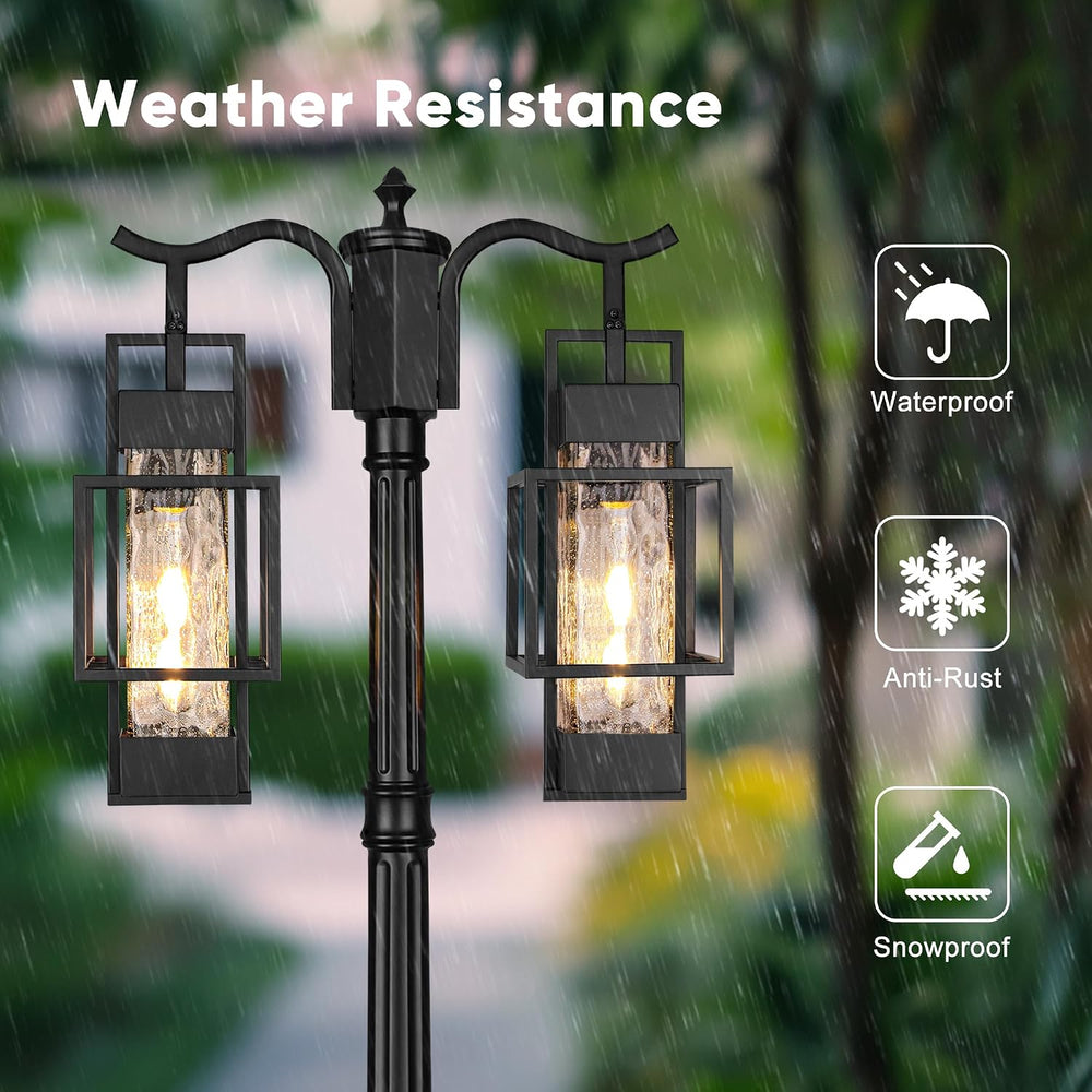 PARTPHONER Modern Outdoor Lamp Post Light 2-Head, Hardwired Street Light Post...