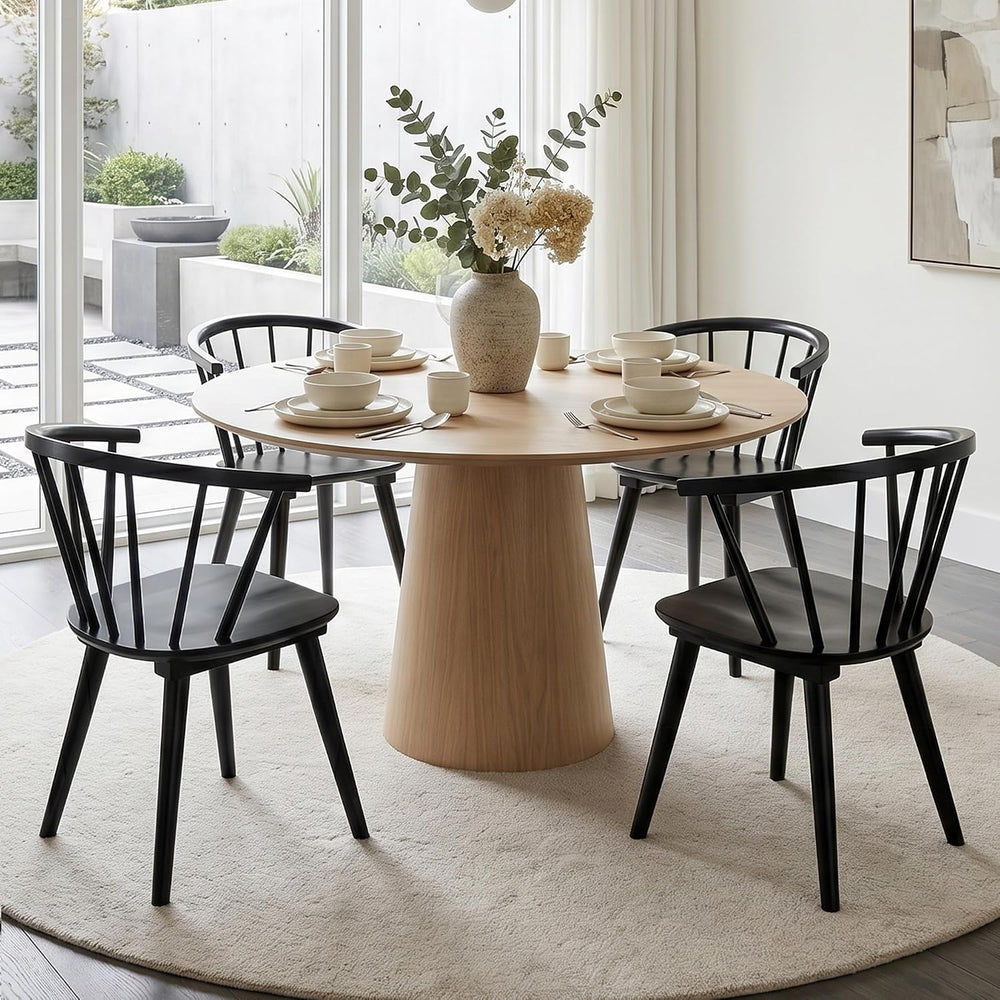 DUHOME Wooden Black Dining Chairs Set of 4, Windsor Dining Room Chairs with A...