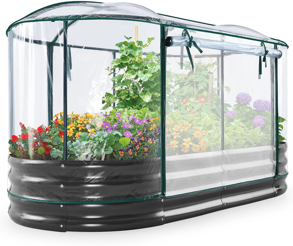 KING BIRD Raised Garden Bed with Cover 71x36x12 in