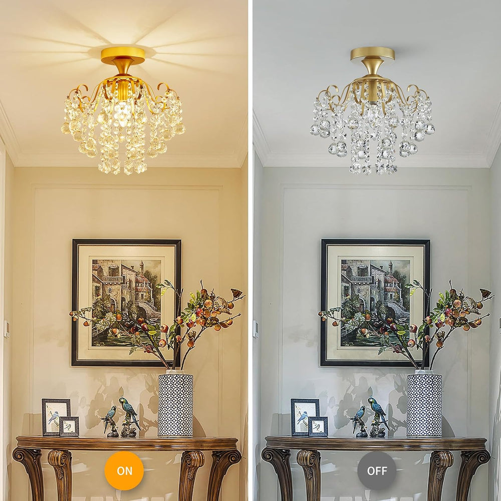 WUZUPS Crystal Chandelier Flushmount Ceiling Light Modern Lighting Fixture fo...