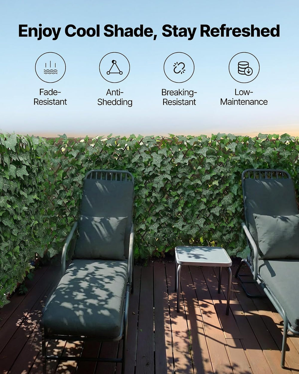 VEVOR Expandable Fence Privacy Screen, 25 x 126 in Expand Artificial Plant Wa...