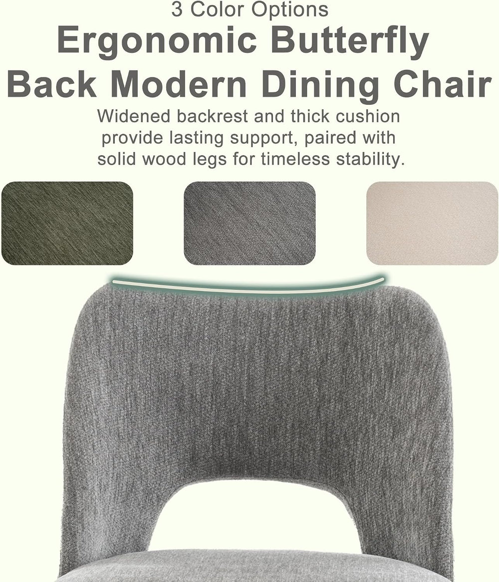 Modern Dining Chairs Set of 2, Upholstered Fabric Kitchen Chairs with Butterf...