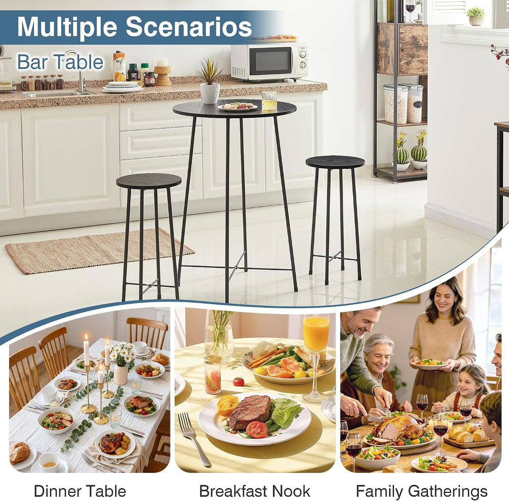 VECELO 3 Piece Pub Table and Chairs Sets Counter Height Bistro Bar Sets with ...