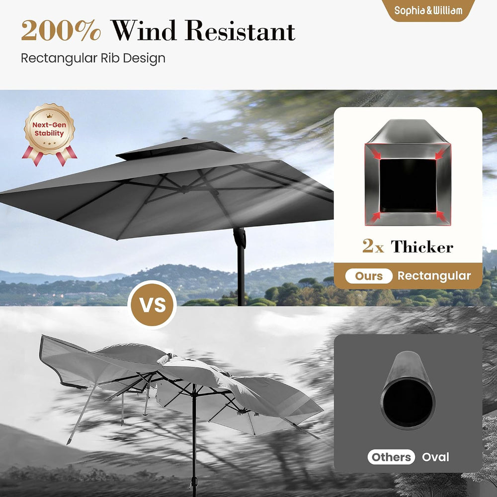 12ft Cantilever Patio Umbrella with Base&360°Rotation Outdoor Offset, Grey