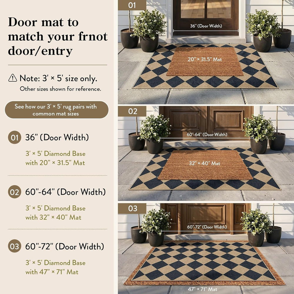 Lahome Checkered Easy Jute 3x5 Entryway Front Porch Rug, Black Diamond Indoor...