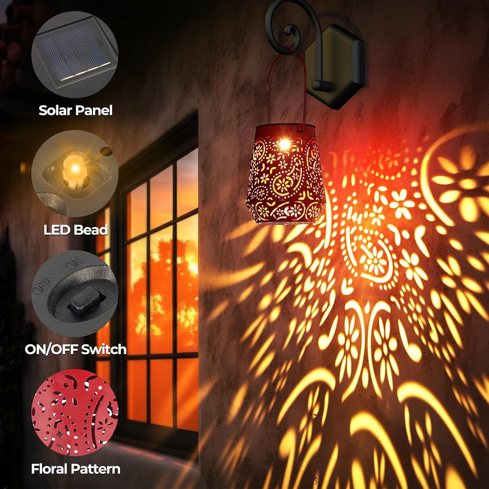 Solar Lanterns 4 Pack Outdoor Waterproof Solar Lights, Auto ON/Off Lanterns