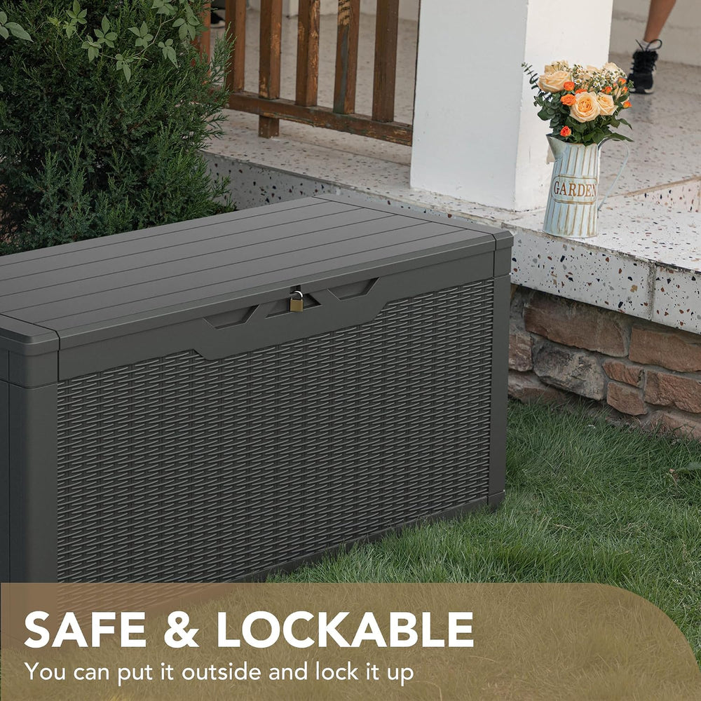 Devoko 100 Gallon Waterproof Resin Deck Box, Large Outdoor Storage Box