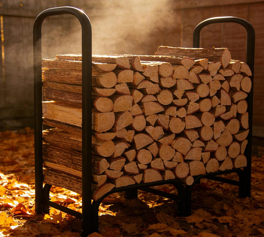 4ft Firewood Rack Heavy Duty Indoor Outdoor Firewood Storage Log Rack with Co...