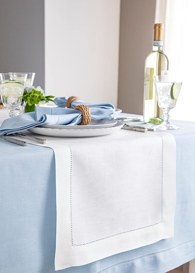 Solino Home Linen White Table Runner 132 Inches Long - 100% Pure Linen Extra ...