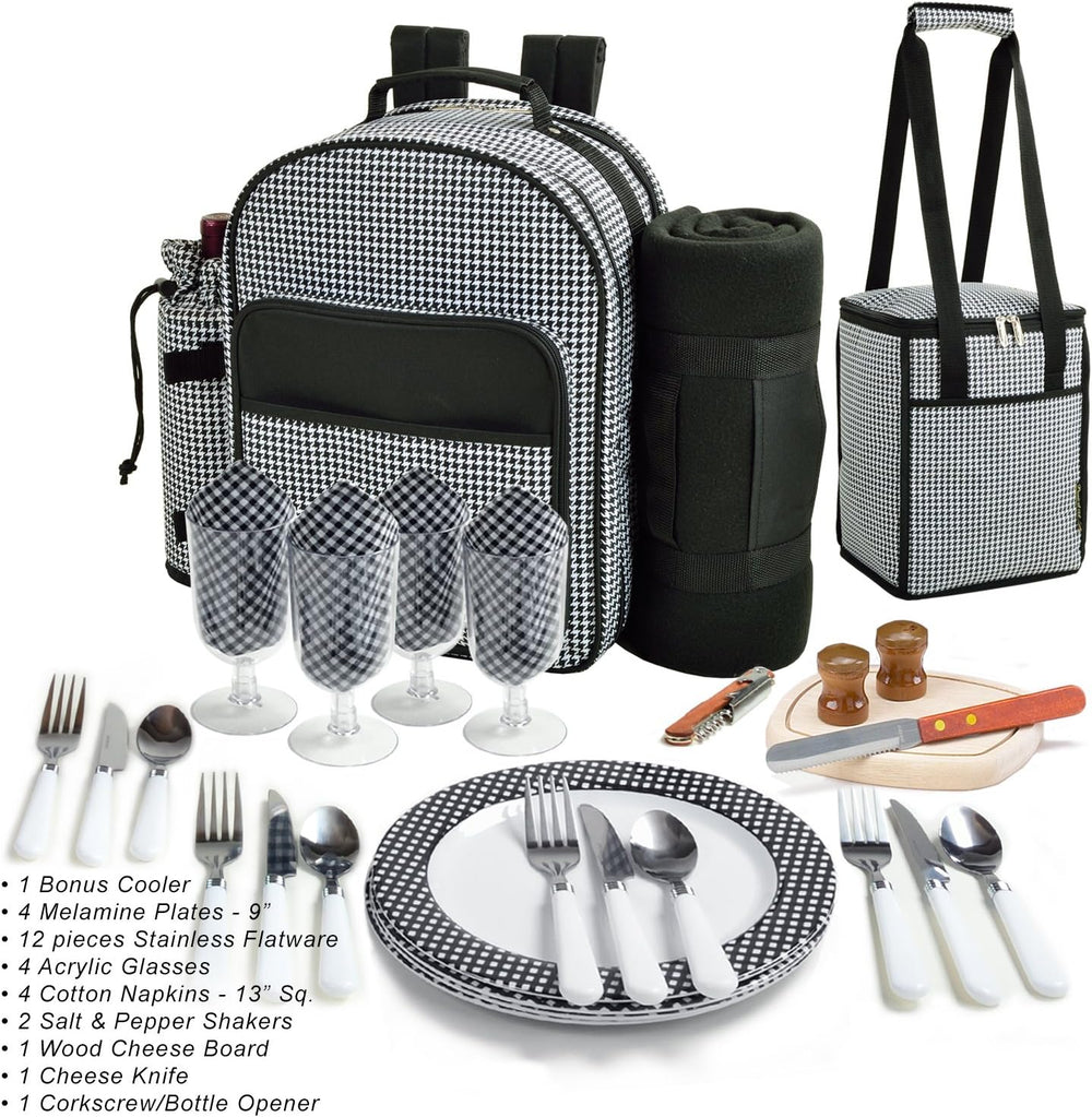 Picnic at Ascot Original Equipped Backpack for 4 with Blanket - Extra Bonus C...