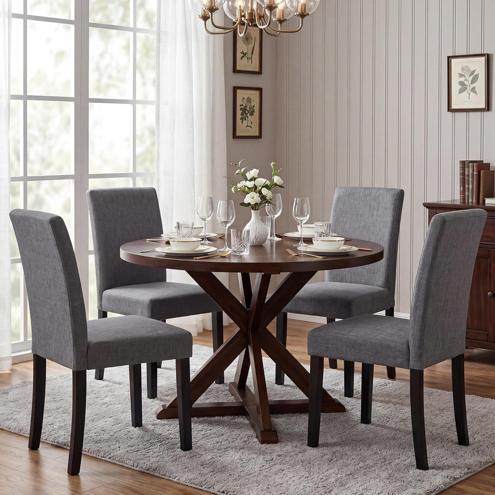 LSSBOUGHT Modern Dining Chair Set of 2 Urban Style Linen Kicthen Chairs with ...