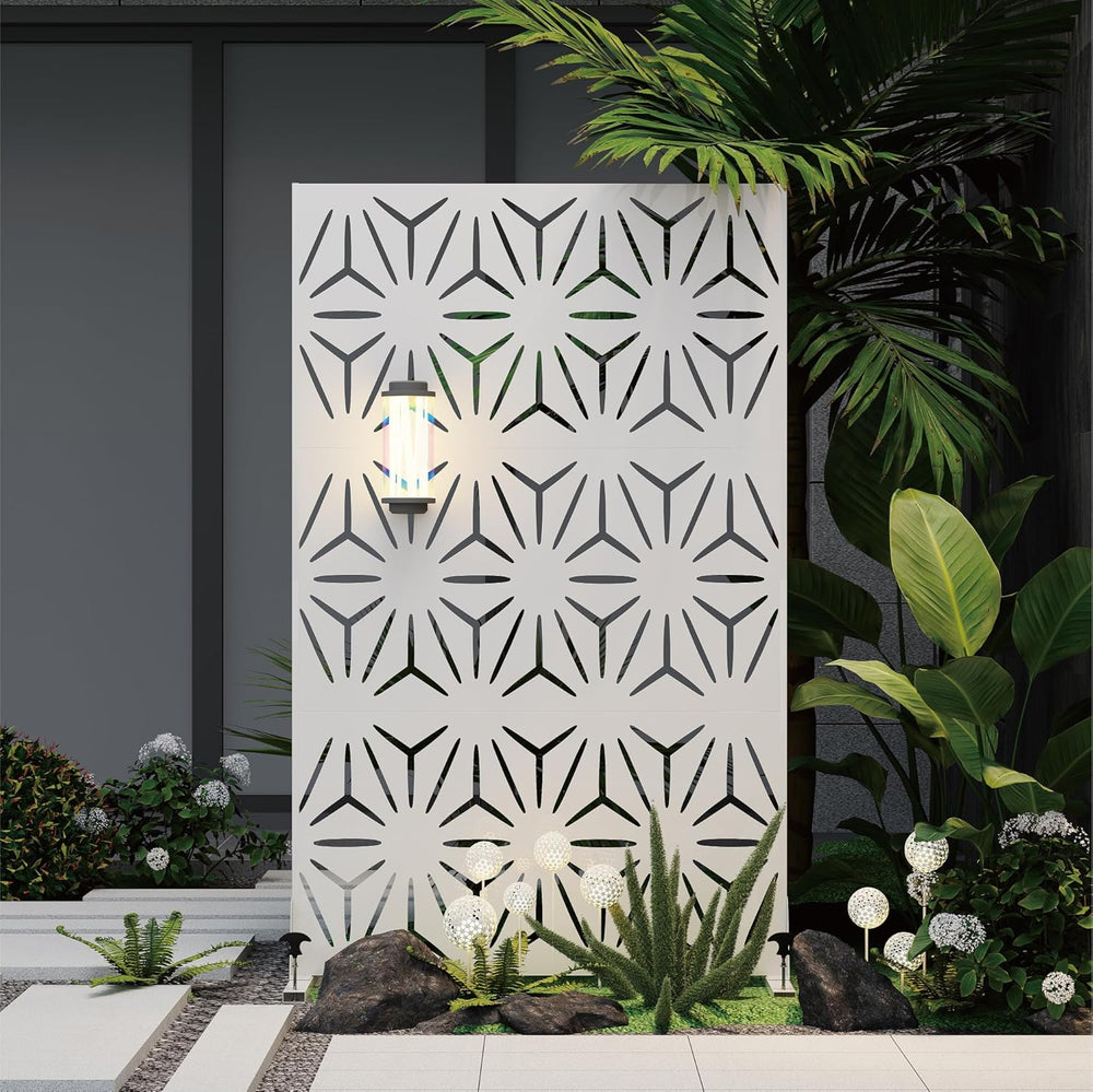 QINPTWUT 72" Metal Privacy Screen, Outdoor Freestanding Privacy Panel fo...