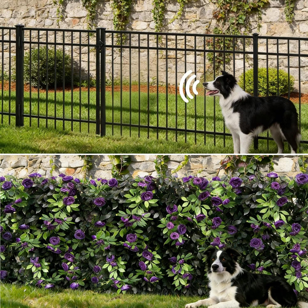 Expandable Privacy Screen with Artificial Flower for Balcony Patio Fence Gree...