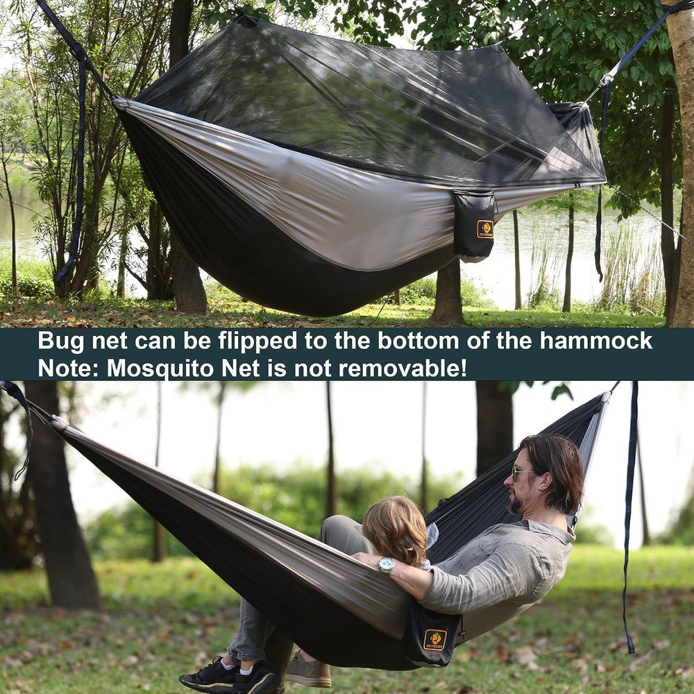 Camping Hammock with Net,Portable Lightweight Double Hammocks with Tree Strap...