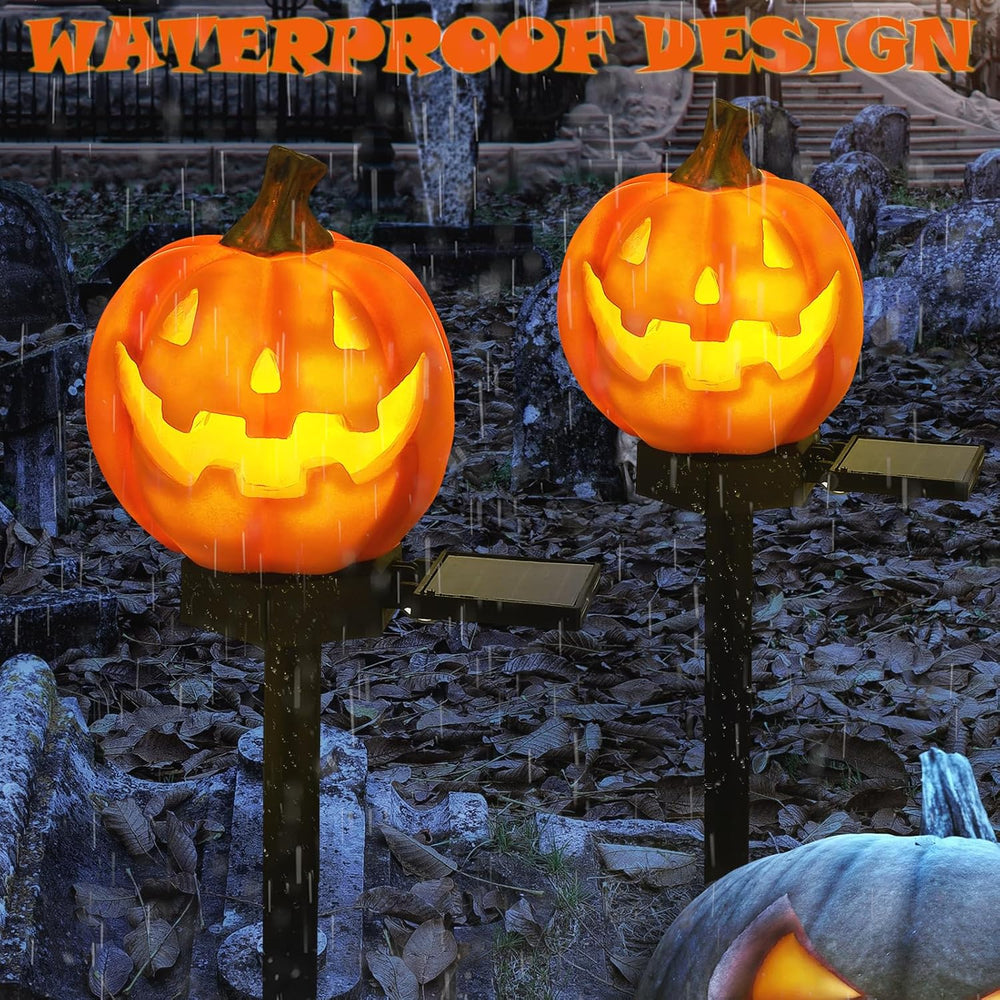 Retisee 4 Pack Halloween Solar Lights Pumpkin, Jack O Lantern Solar Lights