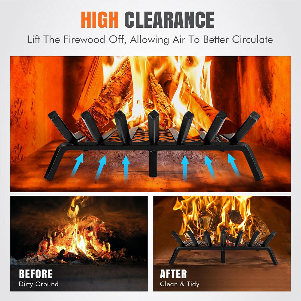 INNO STAGE 24 Inch Fireplace Grate with Ember Retainer