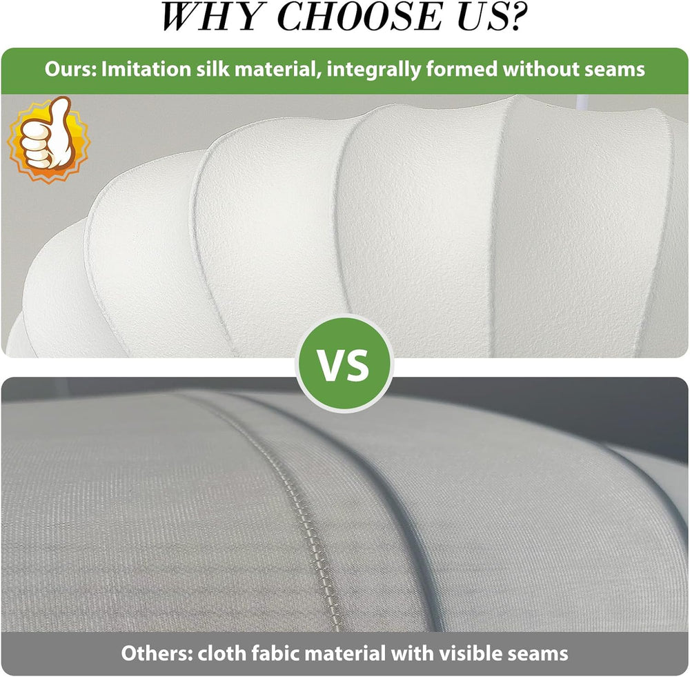 23.6in Lantern Pendant Light Bubble Saucer, White Imitation Silk