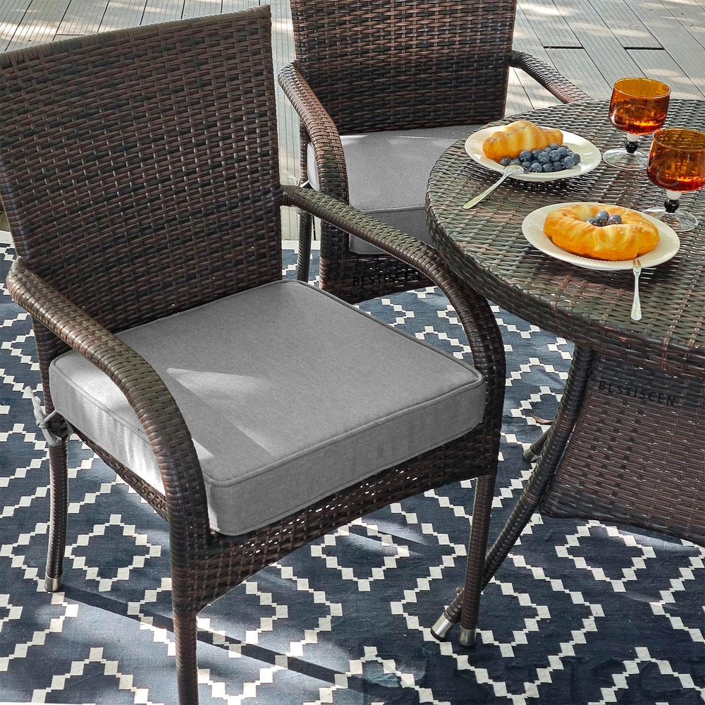 18x18x3 Inch Outdoor Square Corner Chair Cushions with Ties Set of 2, Water&a...