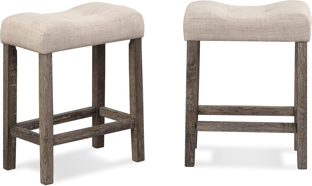 Roundhill Furniture Sora Button Tufted Counter Height Saddle Stools, Set of 2...
