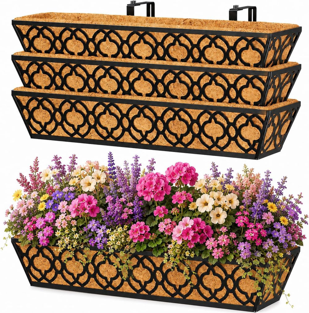 Y&M 4-Pack 30 Inch Railing Planter Boxes 24 Inch 2 Pack, Hanging Balcony ...