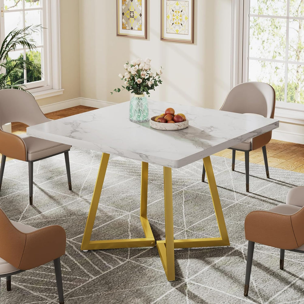 Tribesigns Square Dining Table for 2, 31.5" Modern Dinner Table with Met...