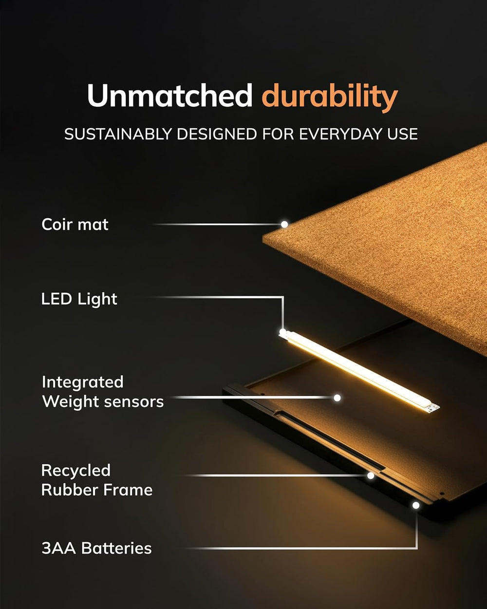 Anji Mountain BriteStep LED Doormat, 32.5x18.5in Pressure Activated Welcome M...