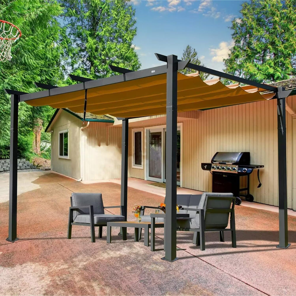Domi Outdoor Living 10’ X 10’ Outdoor Retractable Pergola with Weather-Resist...