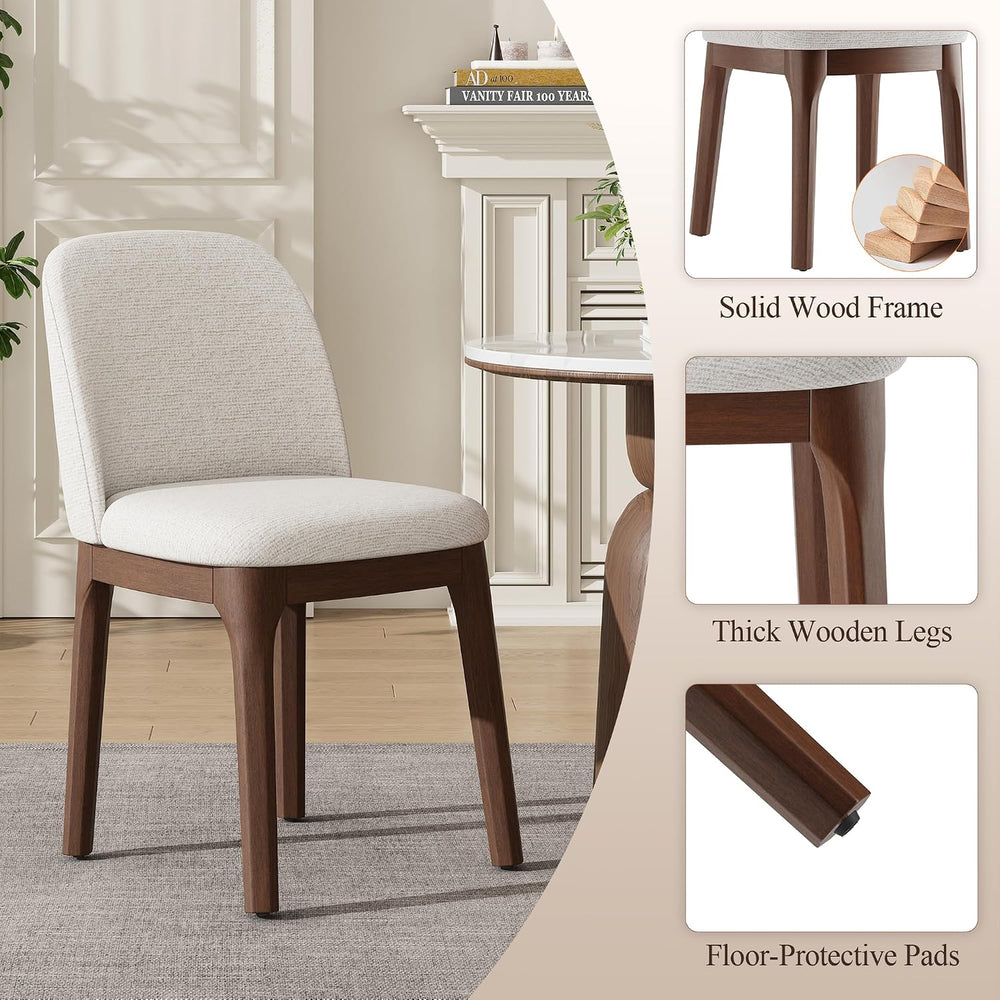 MALOL Wooden Dining Chairs Set of 2, Upholstered Kitchen & Dining Room Ch...