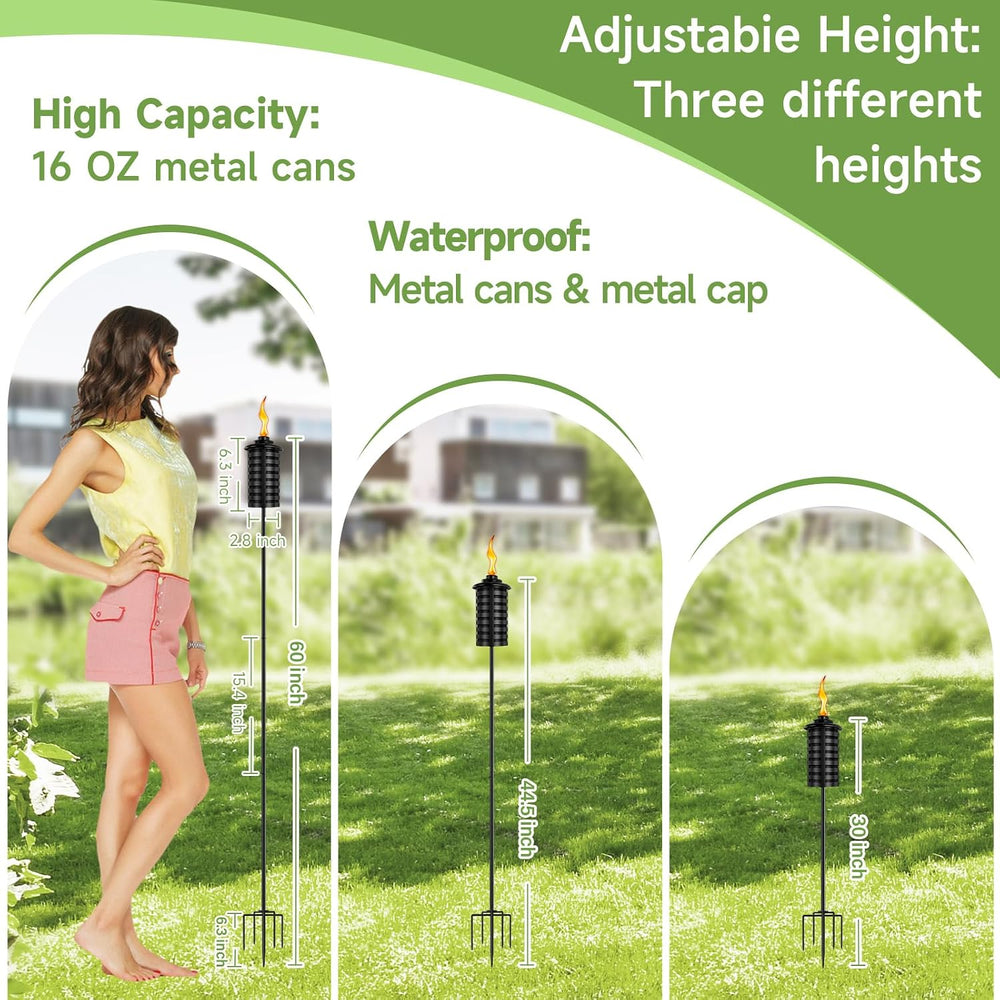 ZSZMFH 4 Pack Citronella Torches for Outside, 16Oz Outdoor Garden Torches
