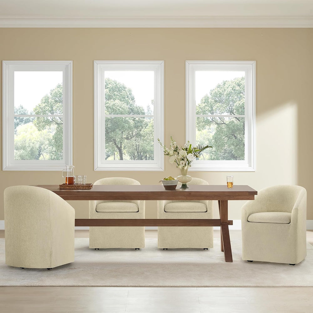KISLOT Upholstered Dining Chairs with Casters, Washable Cover Modern Dining R...