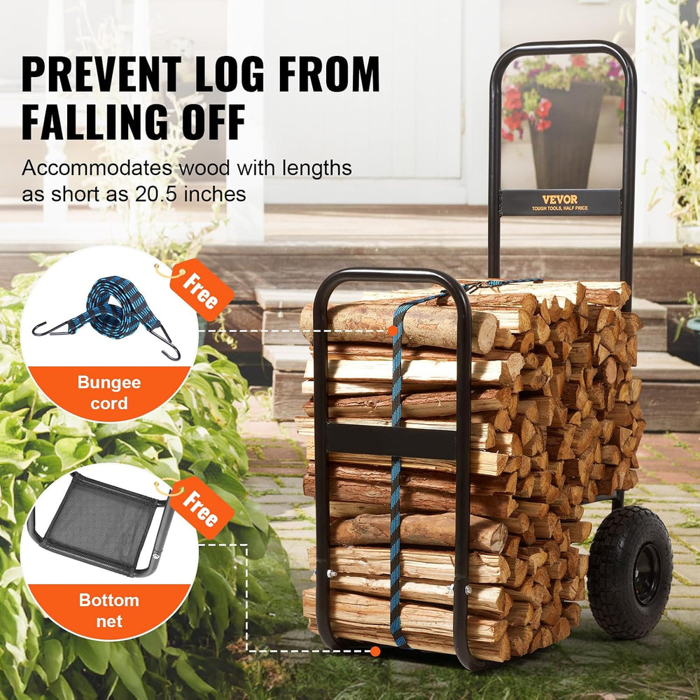VEVOR Log Cart 250 lbs Load Capacity, Outdoor and Indoor Wood Rack Storage Mo...