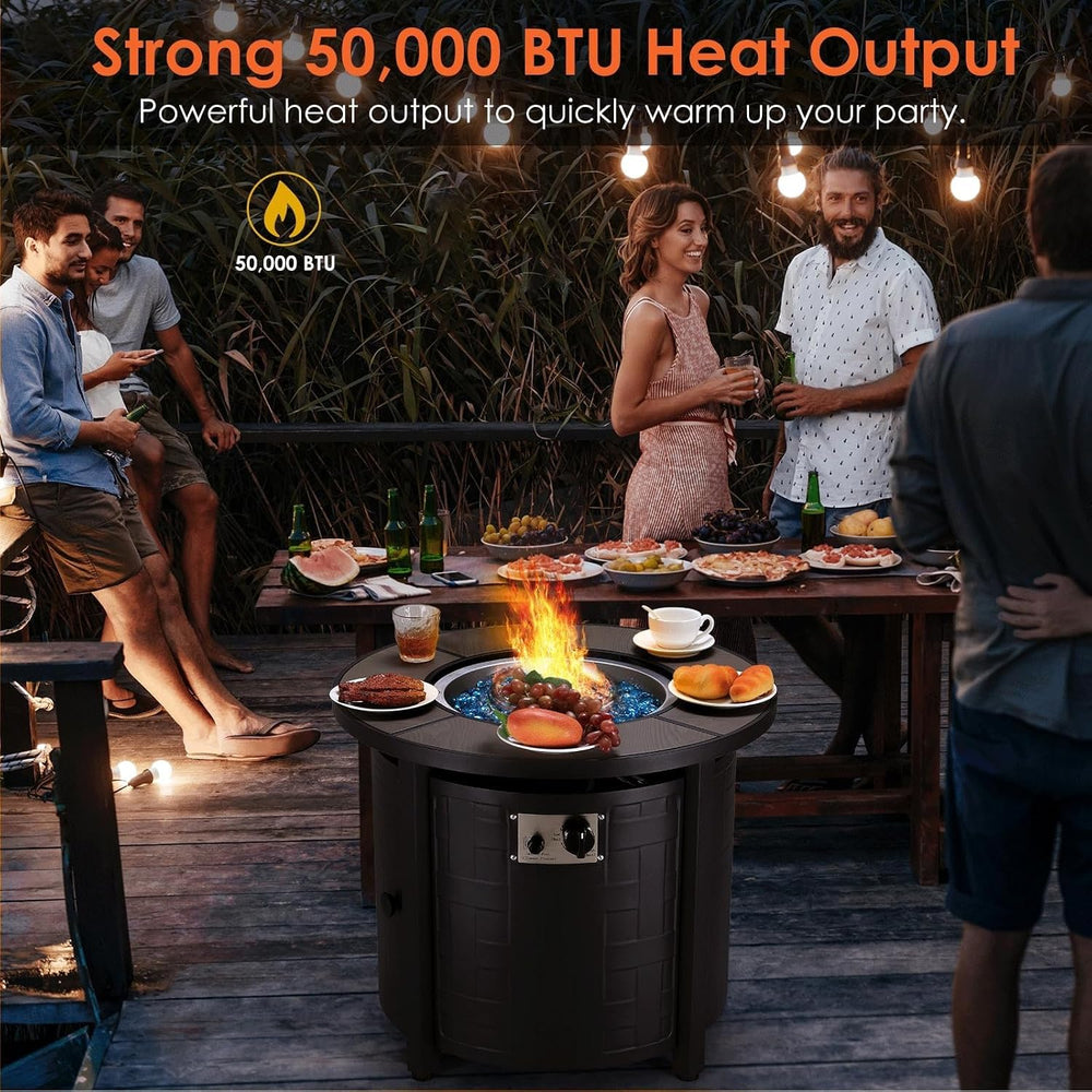 TLGREEN 30-Inch Round Propane Fire Pit Table, 50,000 BTU