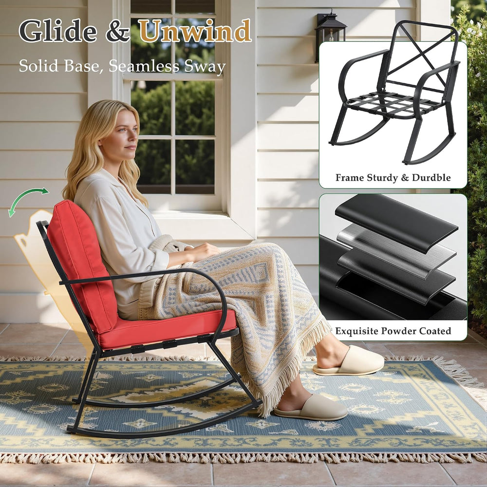 Oakcloud Oakmont Outdoor Furniture 3 Piece Conversation Bistro Set Rocking Ch...