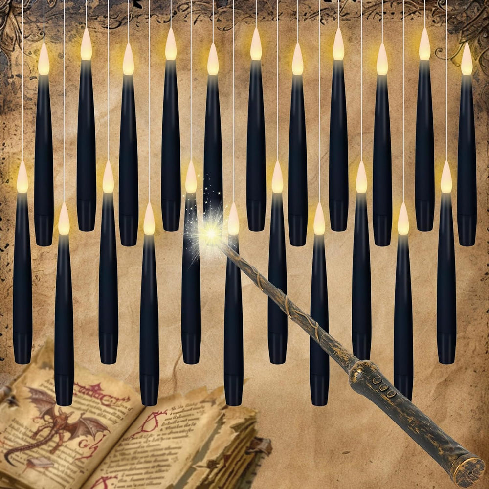 GenSwin Flameless Floating Candles Wand Halloween Decorations Black 22pcs